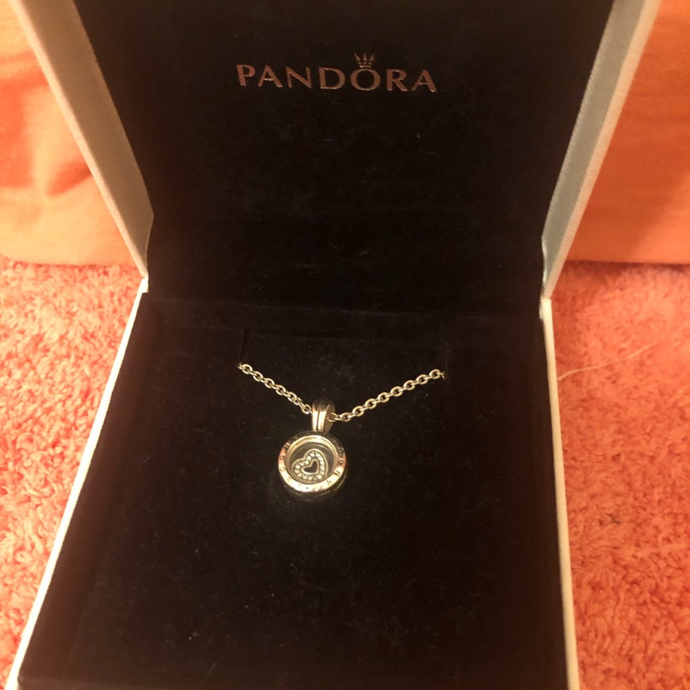 pandora necklace with pendant and mini charm - Picture 2 of 2